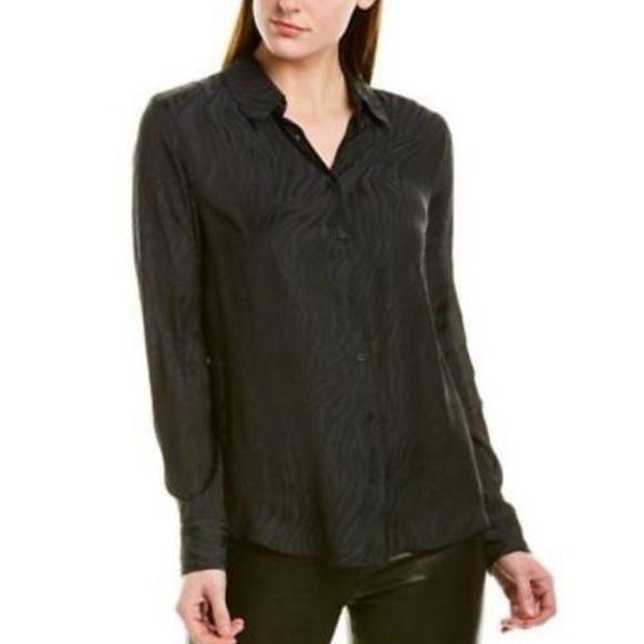 DAVID LERNER • EVEREVE Black Zebra Print Button Down Shirt - Picture 1 of 9